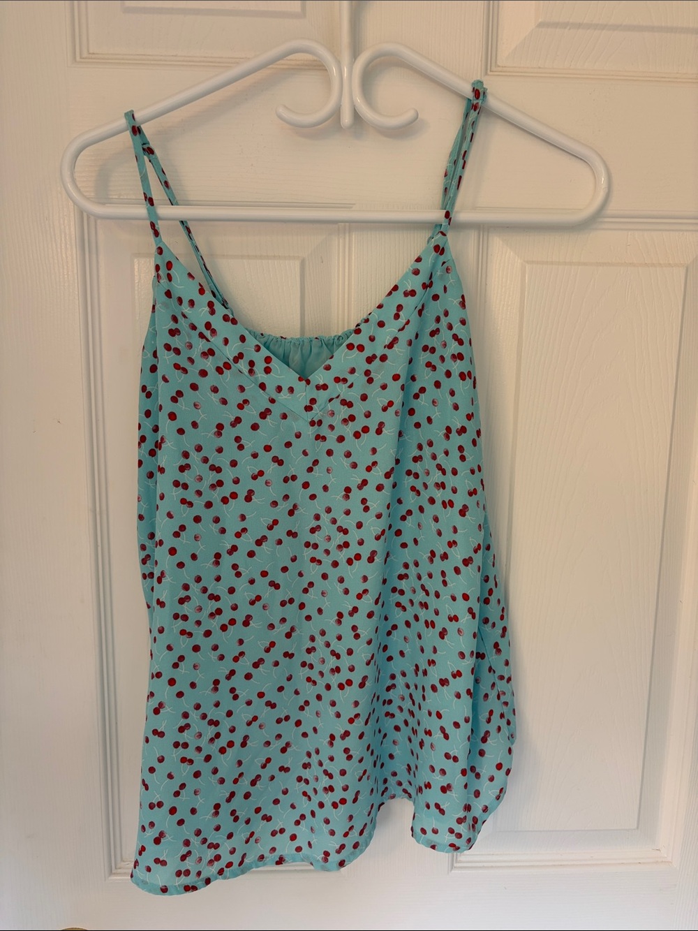 Aqua Cherry-Print Spaghetti Strap Cami